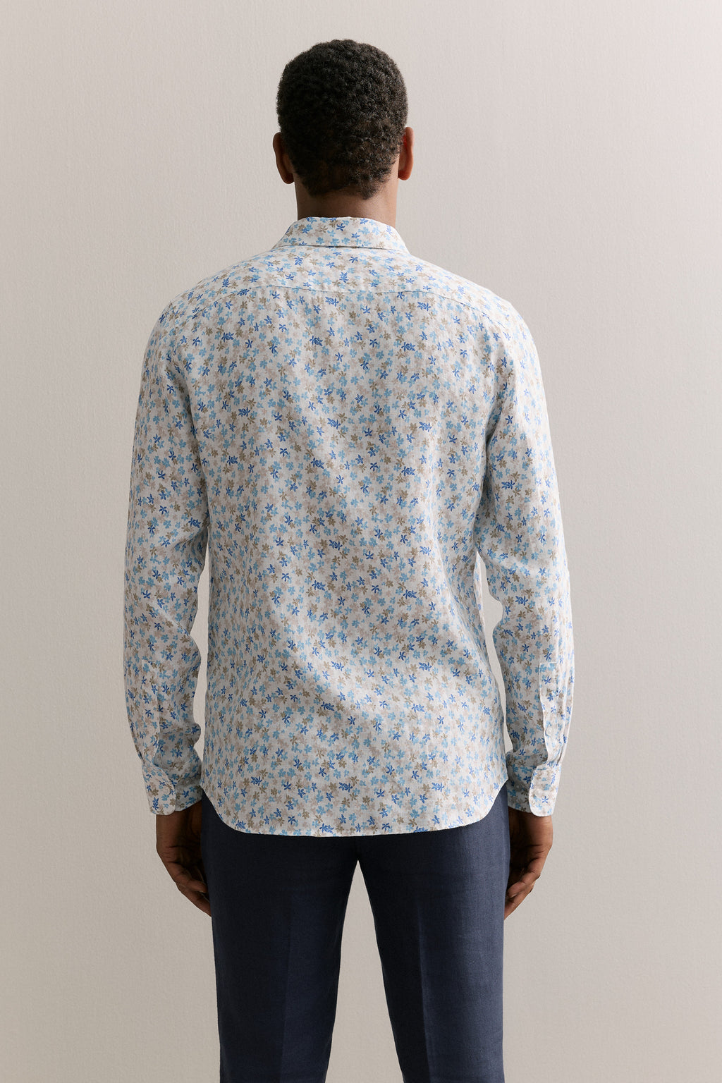 Tailored Fit Linen Painterly Floral Shirt