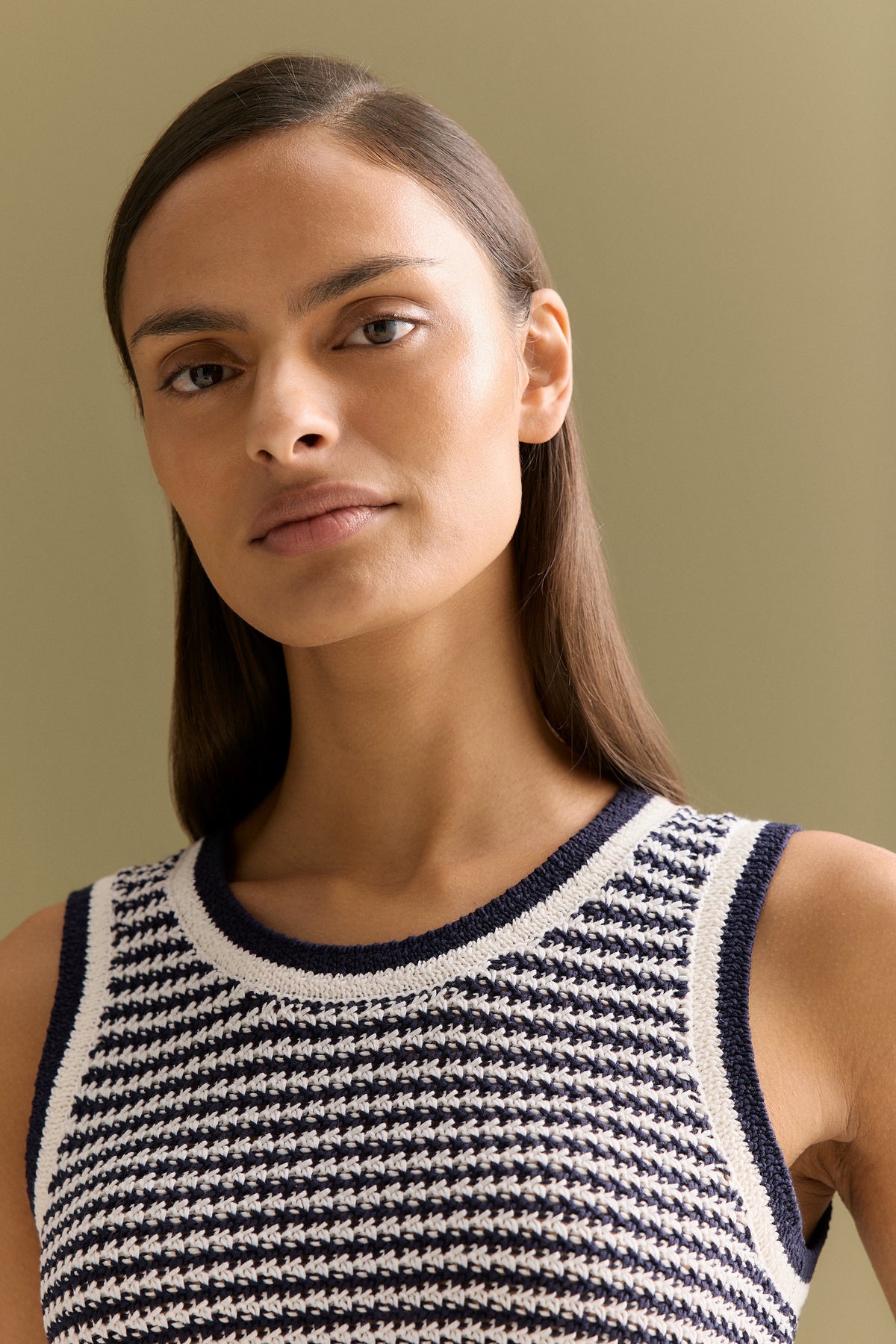 Mercerised Cotton Knit Stitch Detail Tank