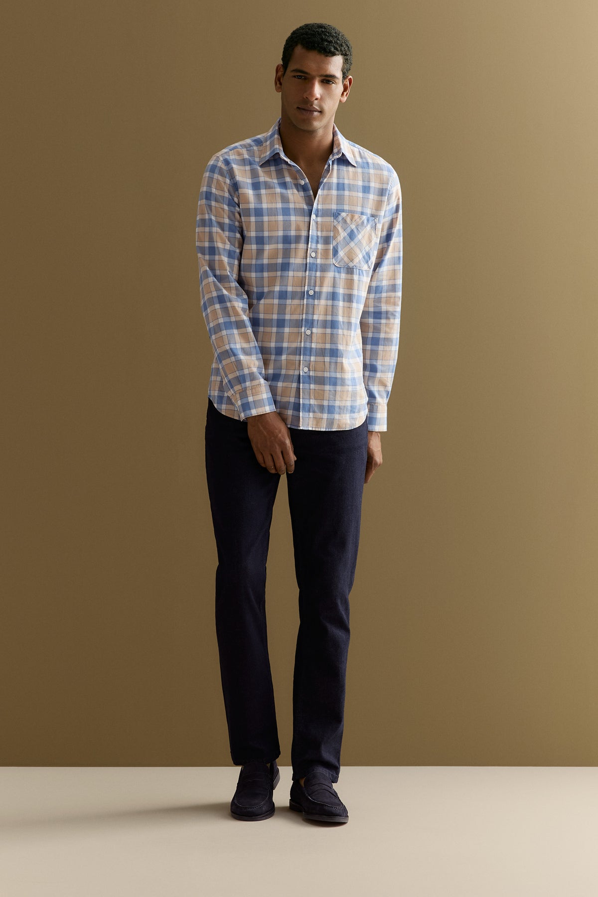 Regular Fit Cotton Herringbone Check Shirt