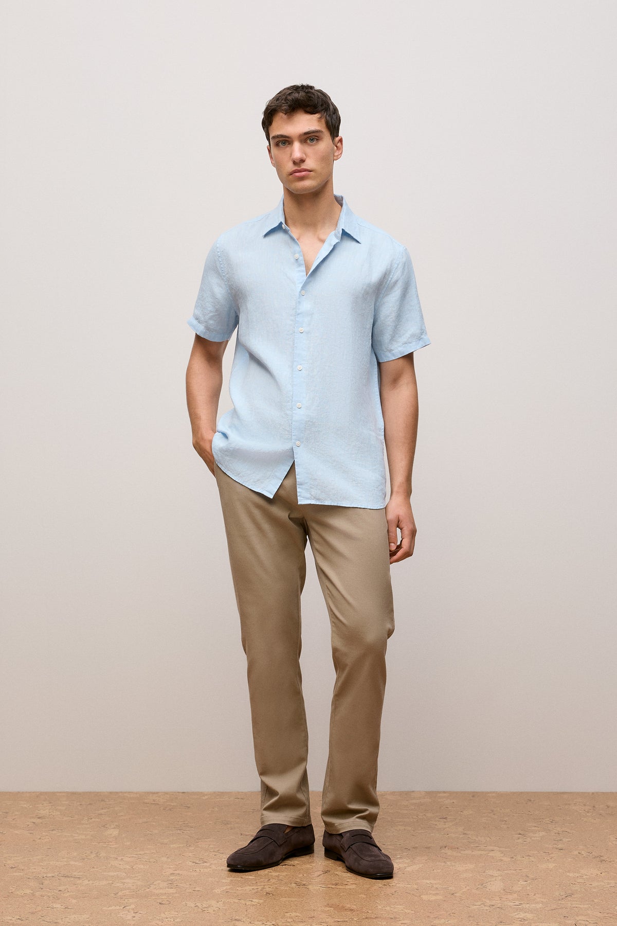 Regular Fit Delave Linen Short Sleeve Shirt