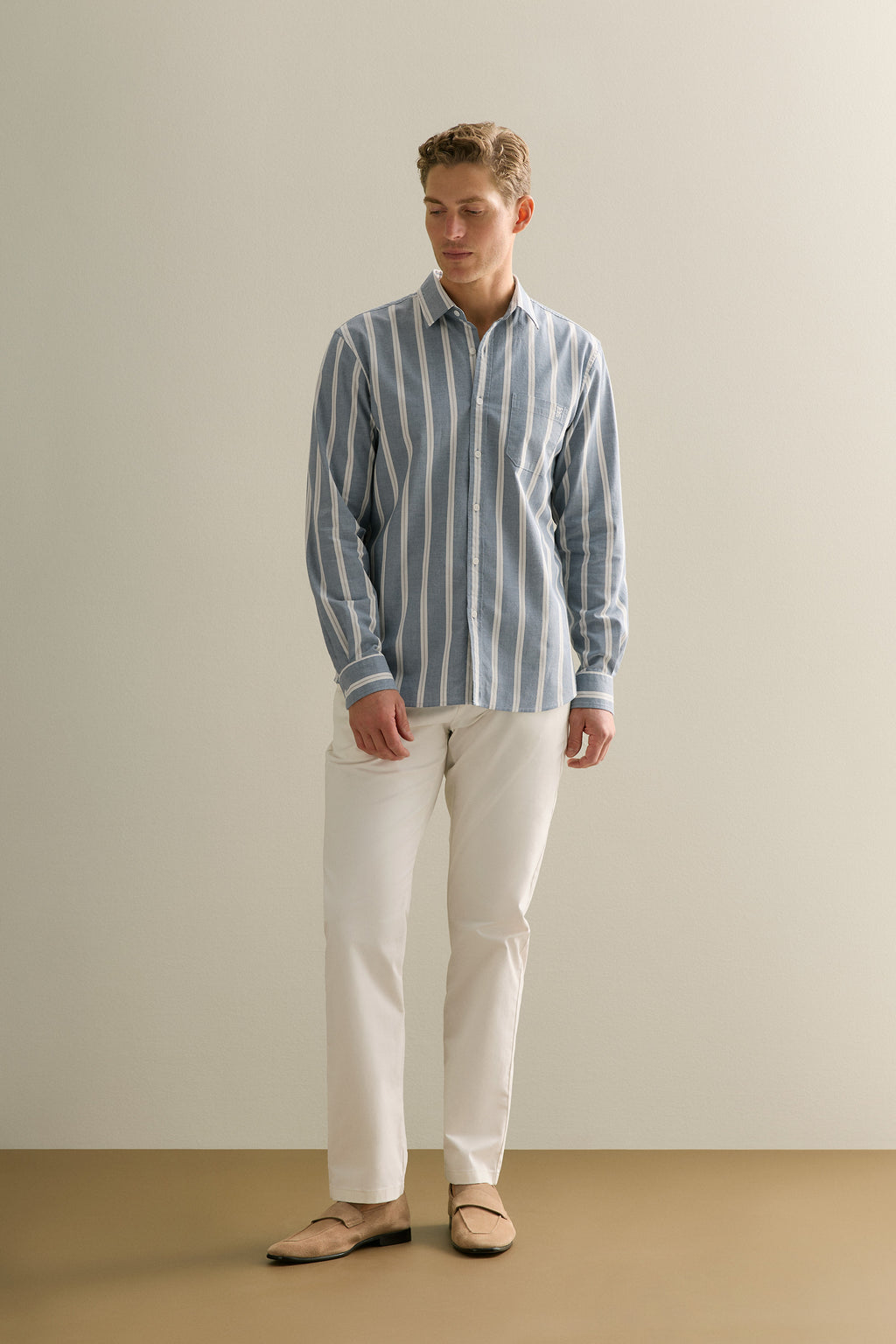 Regular Fit Stripe Monogram Oxford Shirt