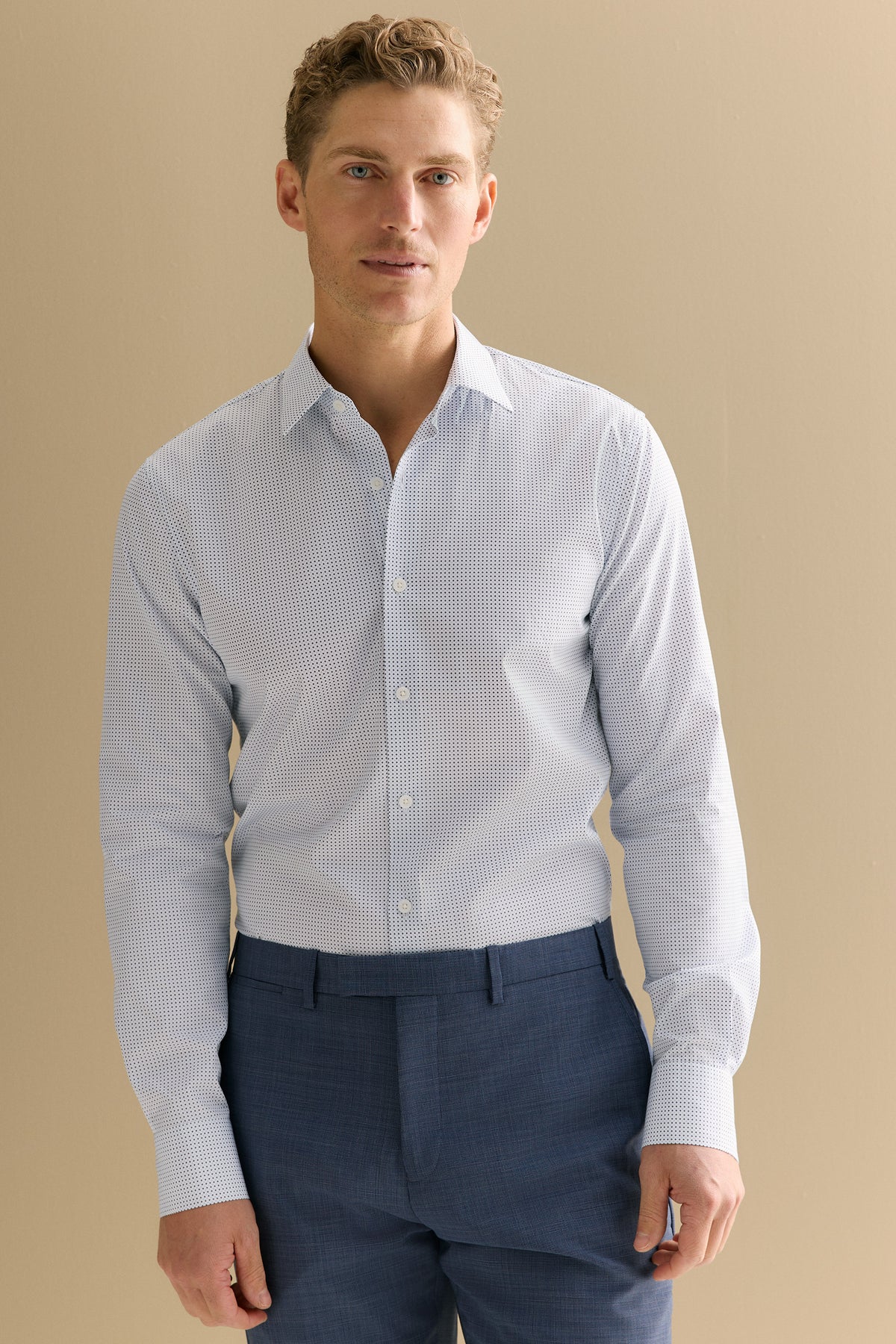 Tailored Fit Cotton Poplin Micro Spot Shirt