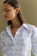 Linen Geo Grid Print Shirt
