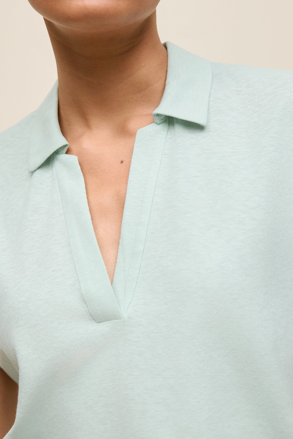 Linen Cotton Relaxed Cap Sleeve Polo
