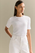 Stretch Cotton Rib Crew T-Shirt
