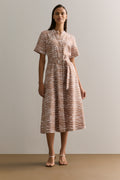 Linen Abstract Geo Print Shirt Dress