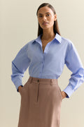 Yarn Dyed Cotton Pleat Sleeve Shirt