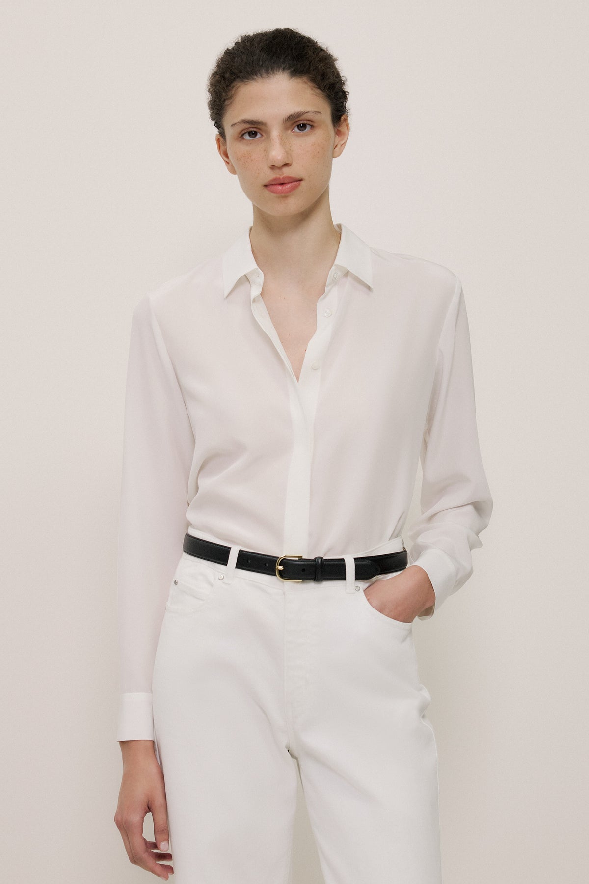 Silk Concealed Placket Shirt