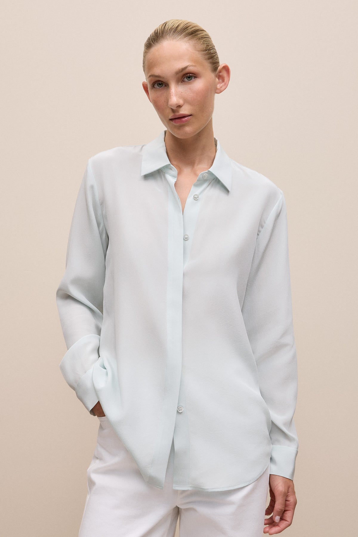 Silk Concealed Placket Shirt