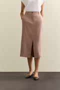 Stretch Linen Blend Pencil Skirt
