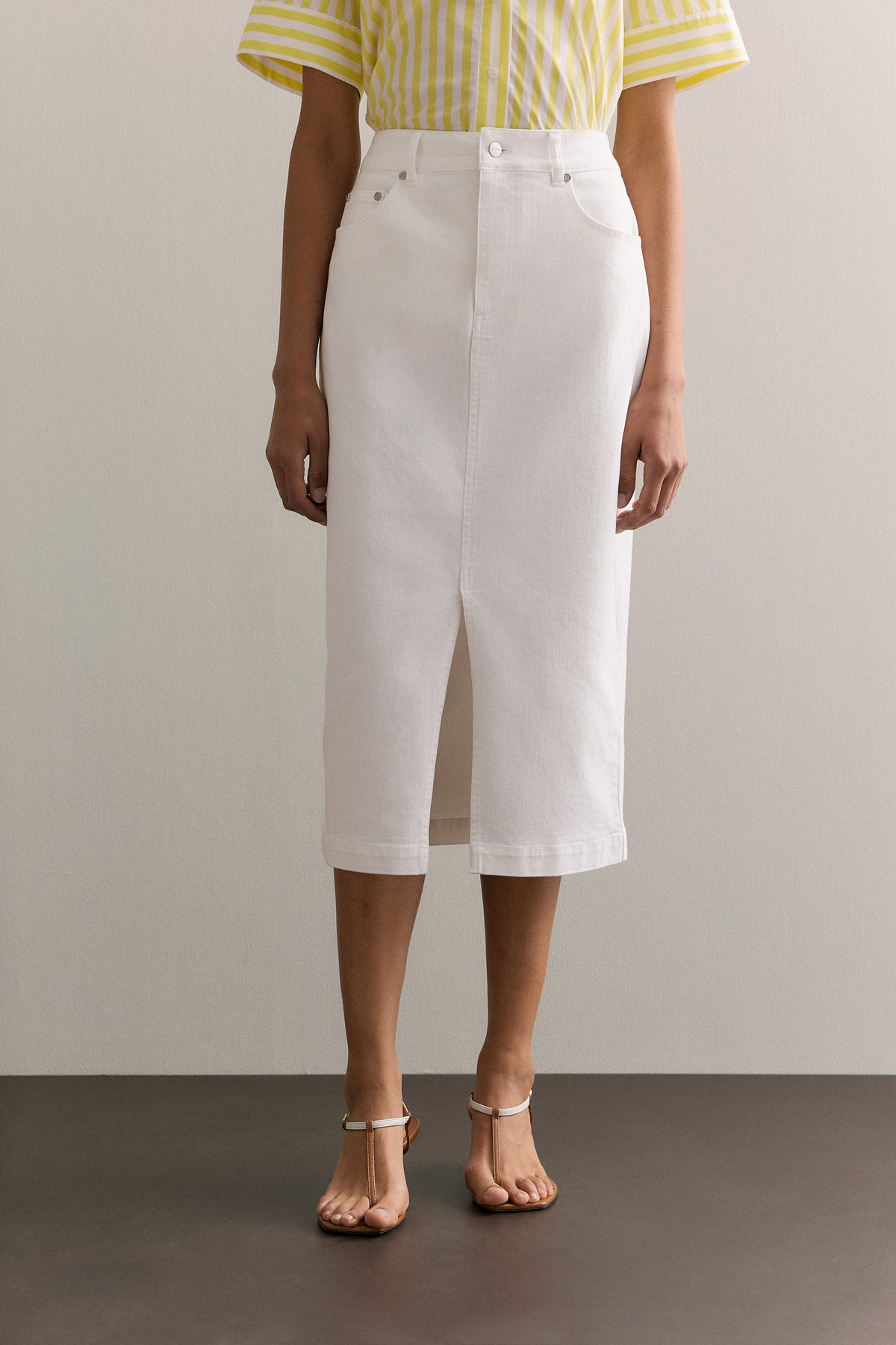 Cotton Blend Classic Denim Skirt