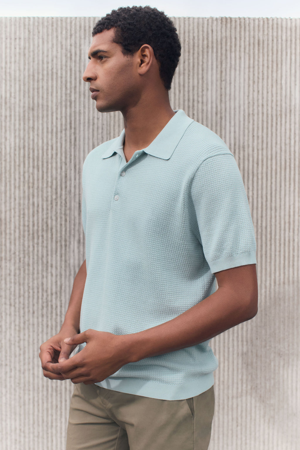Mercerised Cotton Textured Knit Polo