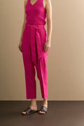 Linen Straight Leg Belted Pant