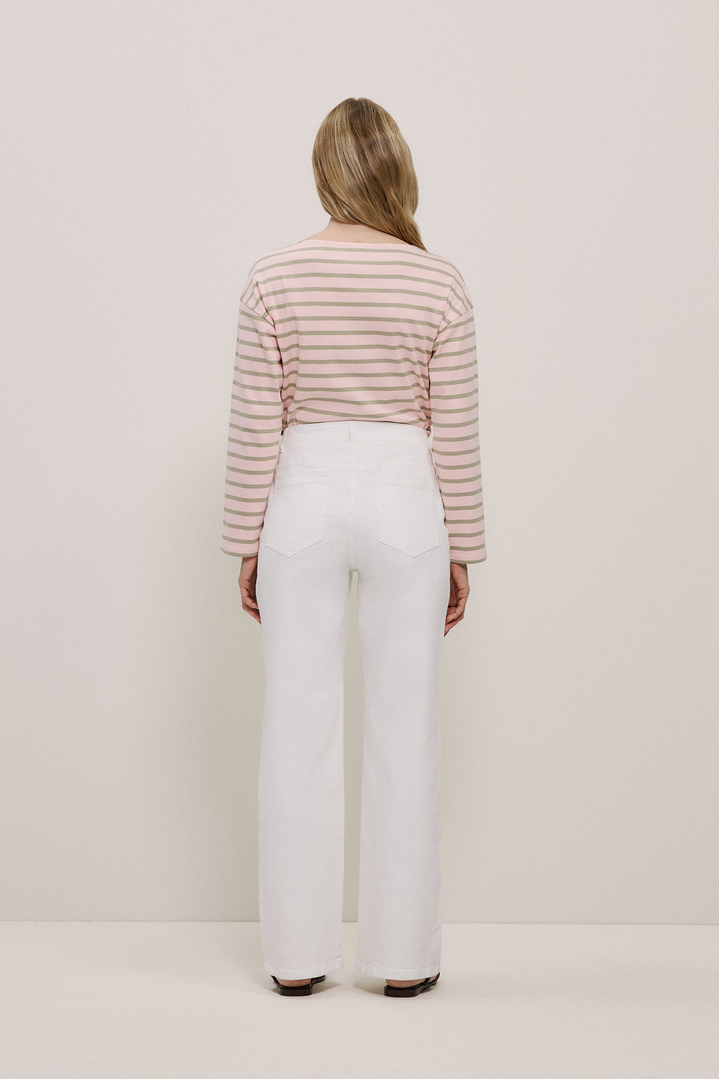Cotton Blend Wide Leg Jean