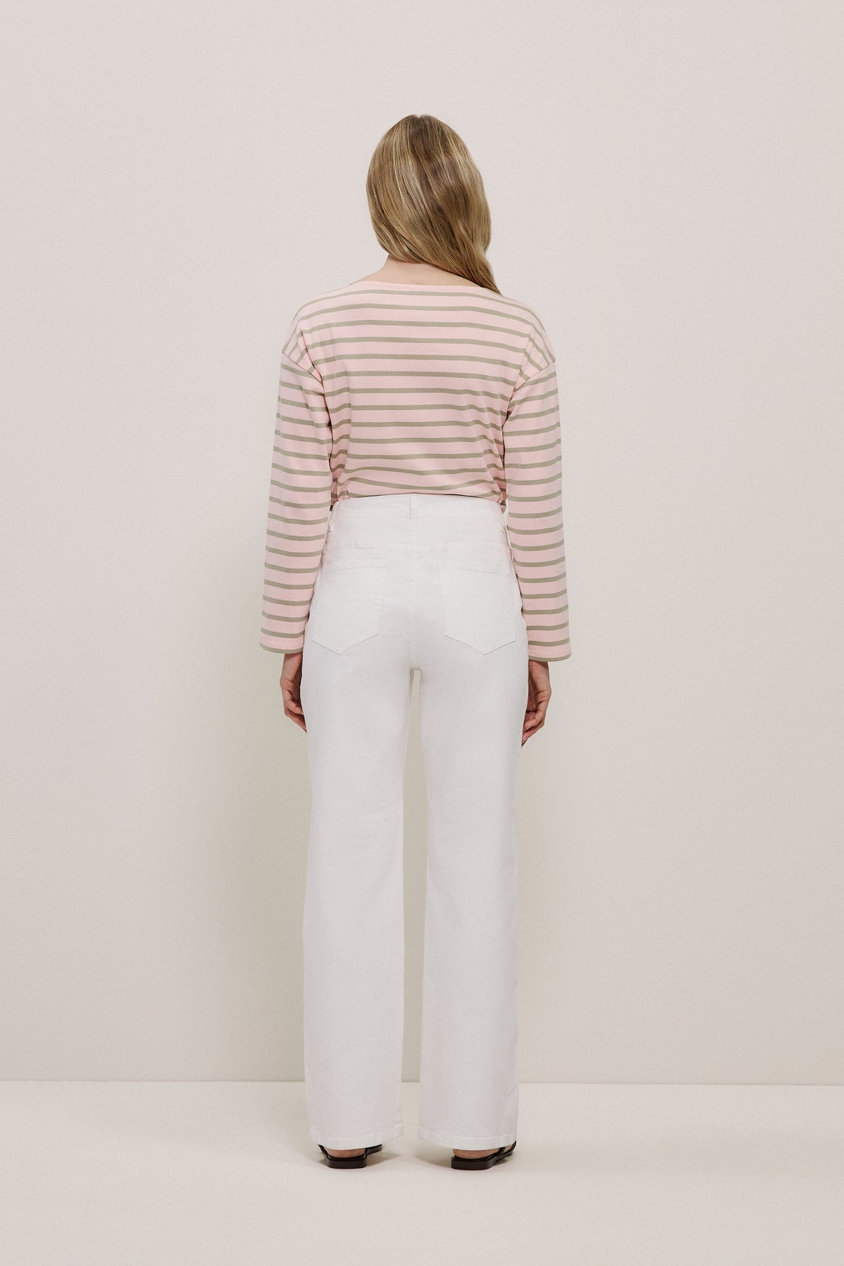 Cotton Blend Wide Leg Jean