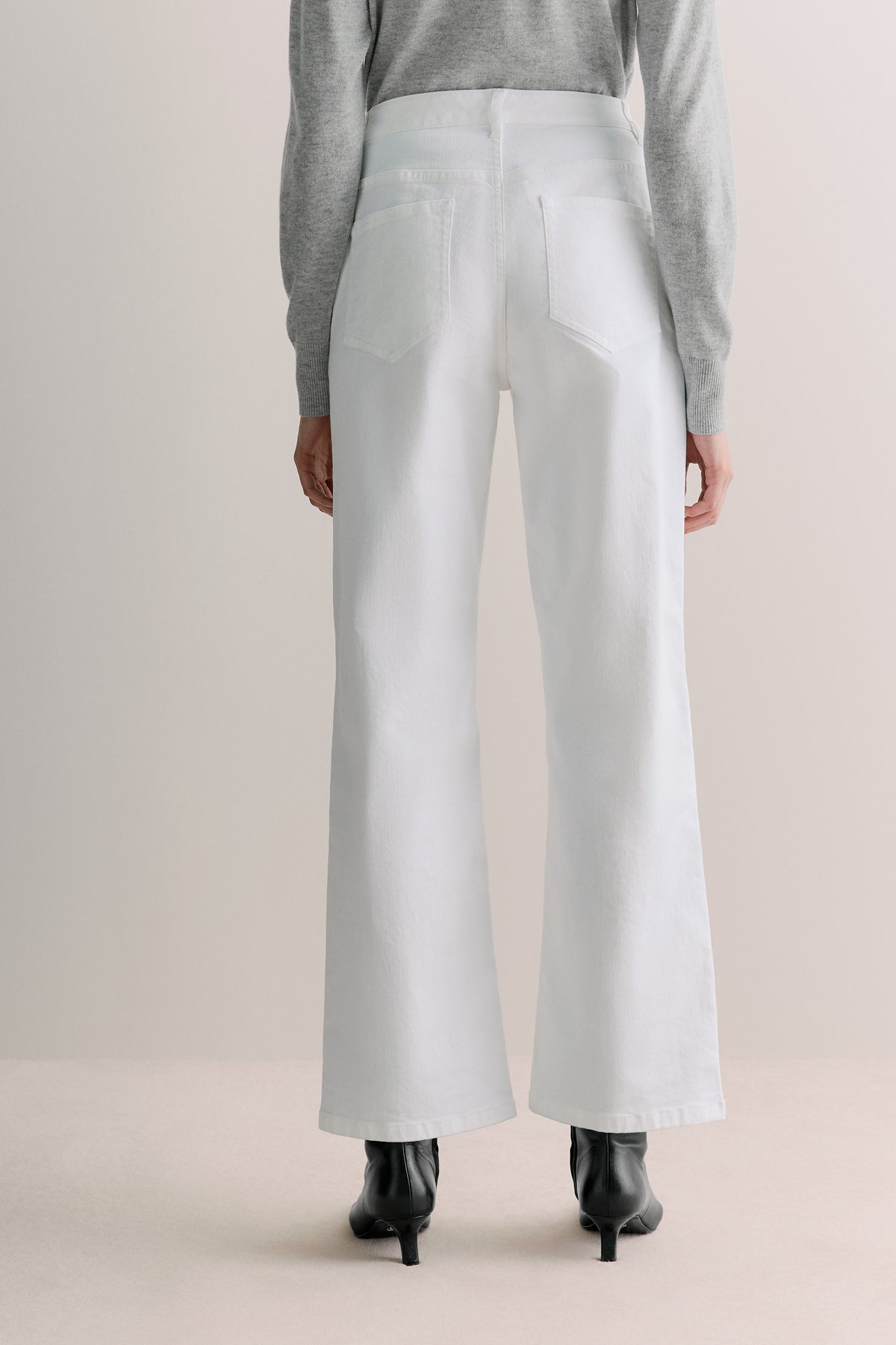 Cotton Blend Wide Leg Jean