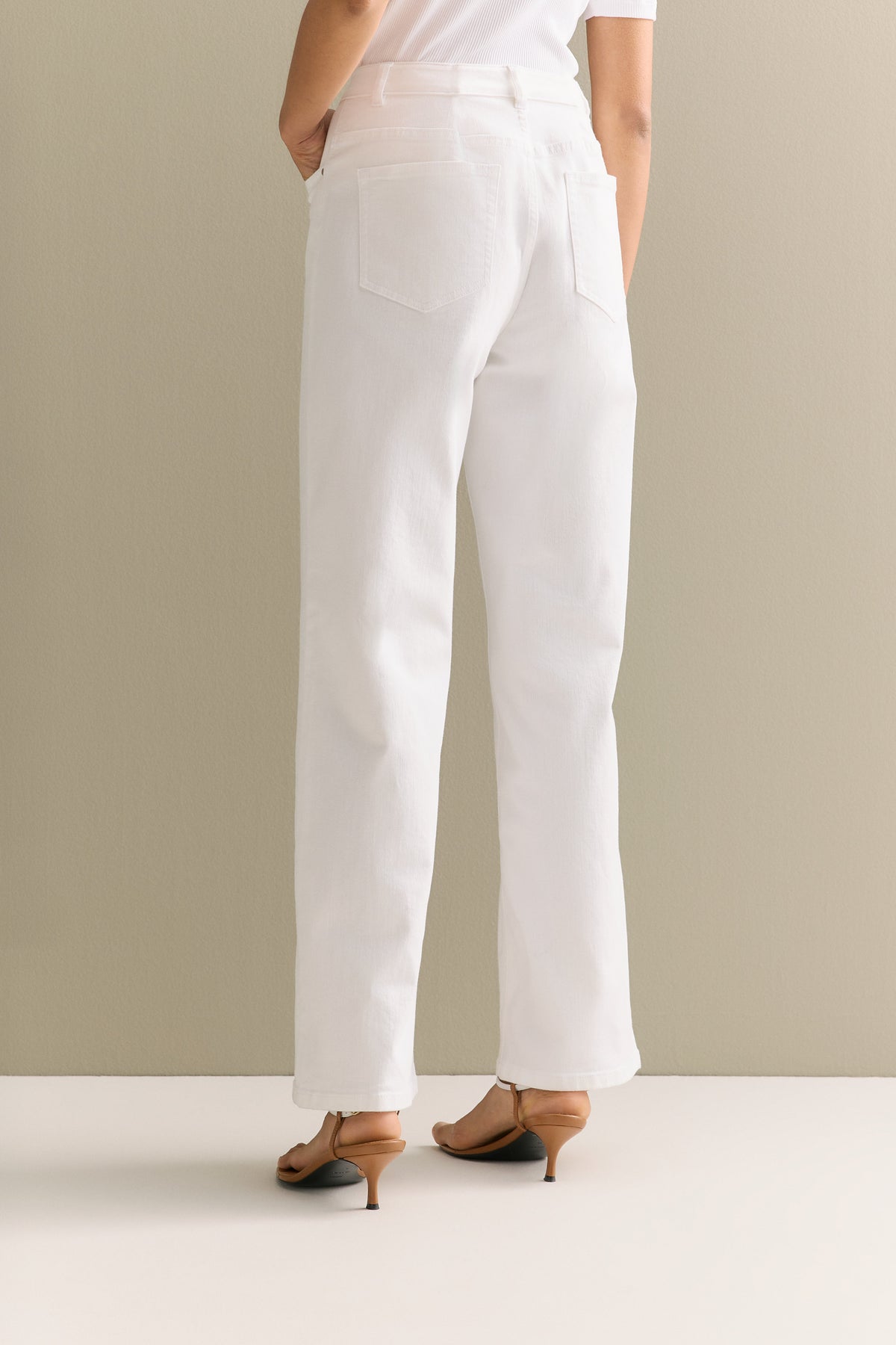 Cotton Blend Wide Leg Jean