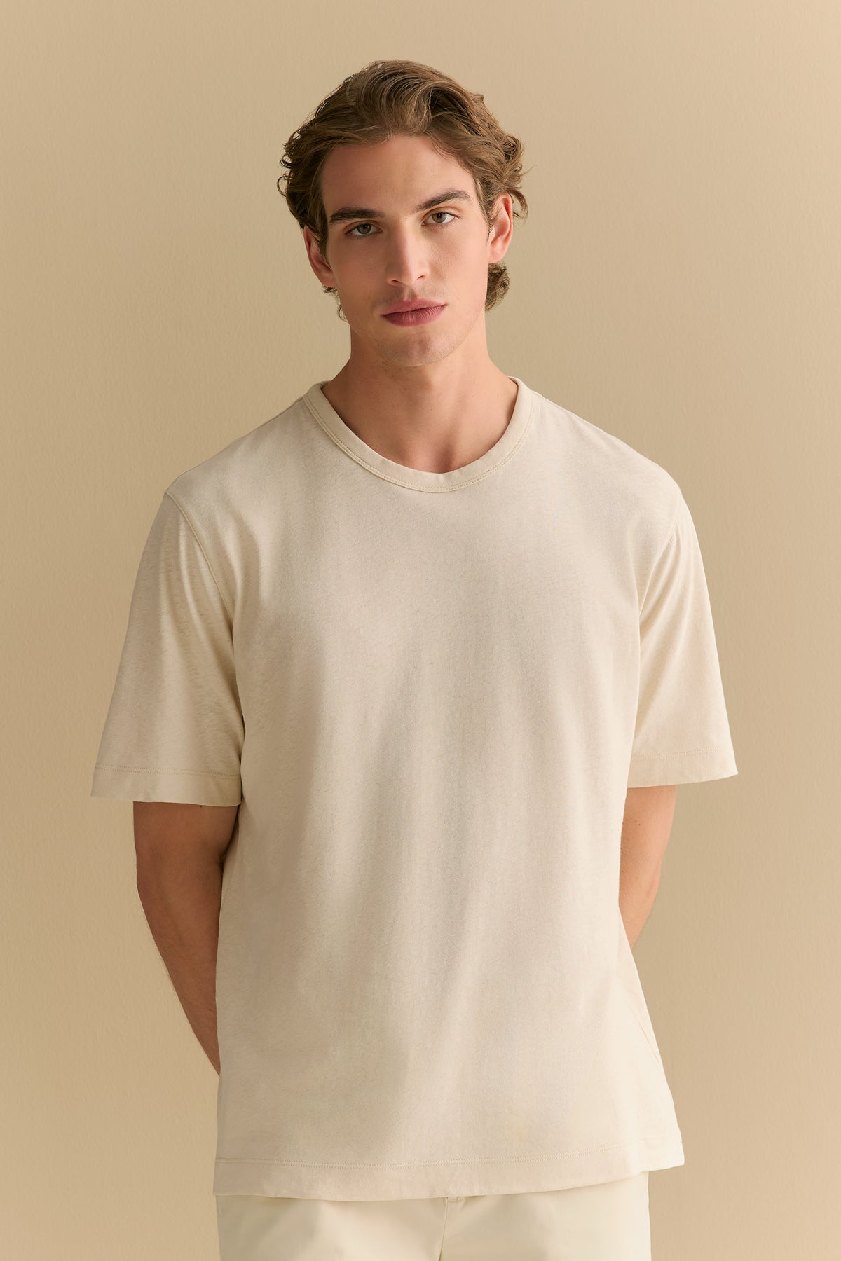 Linen Cotton Relaxed Crew T-Shirt