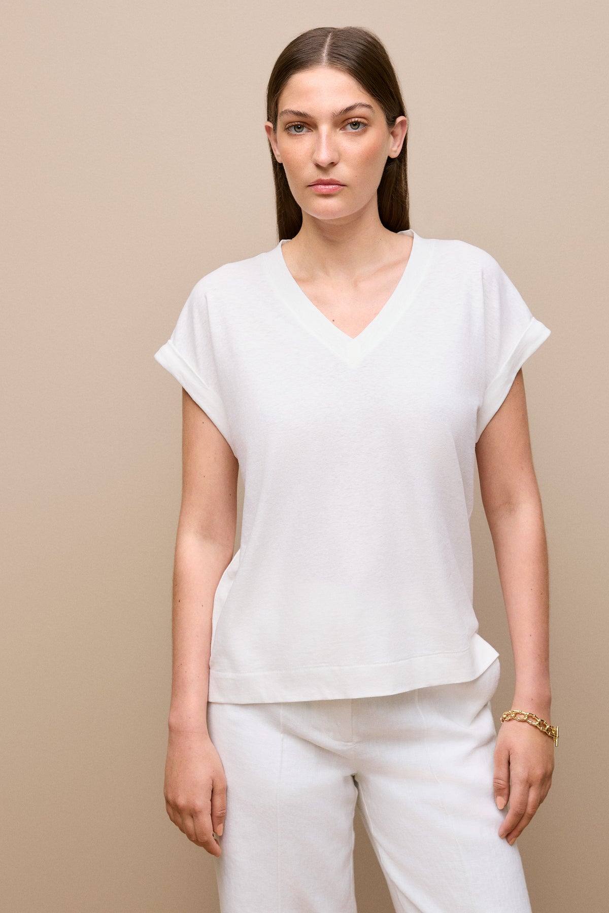 Linen Cotton V Neck T-Shirt