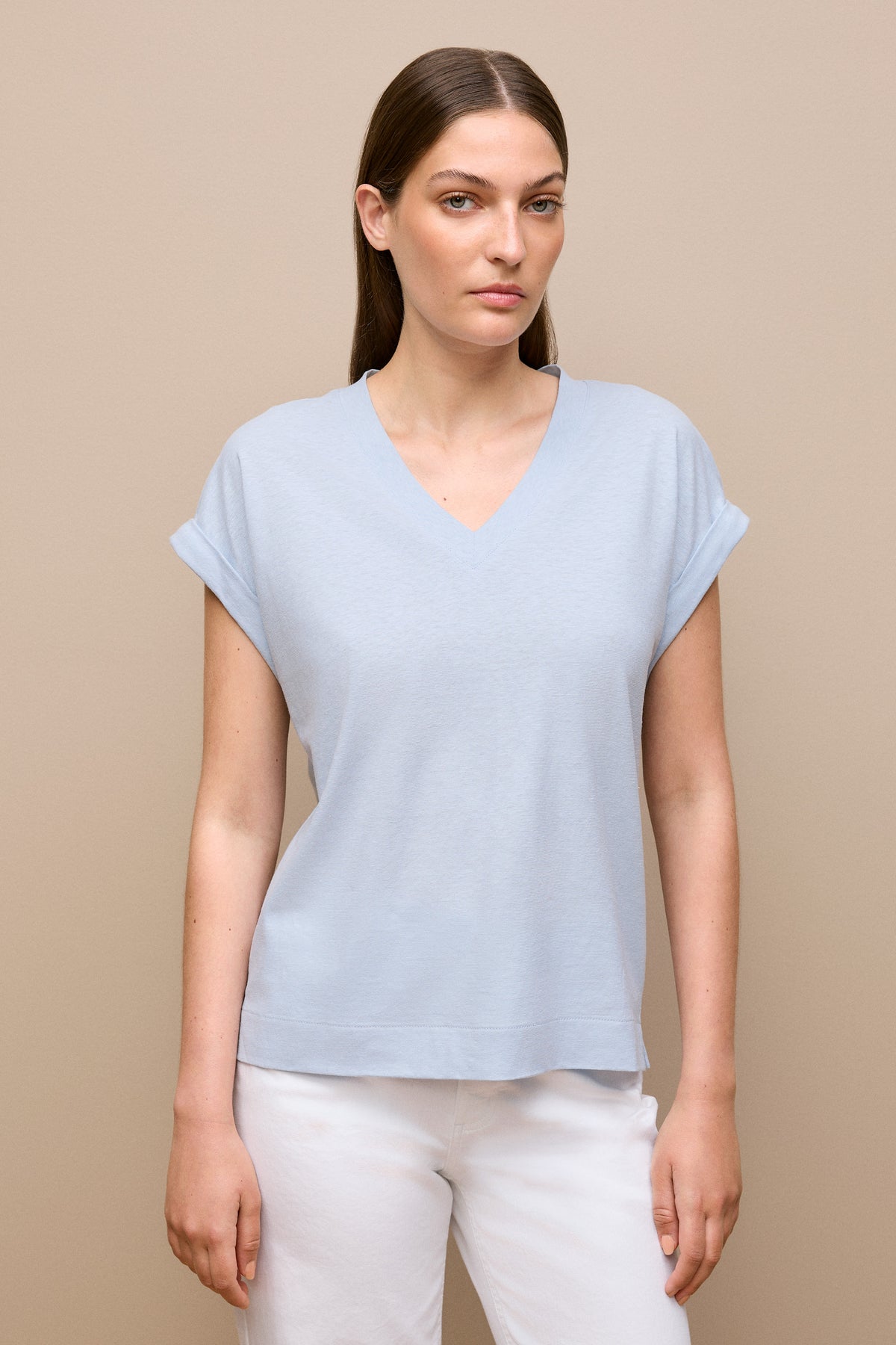 Linen Cotton V Neck T-Shirt