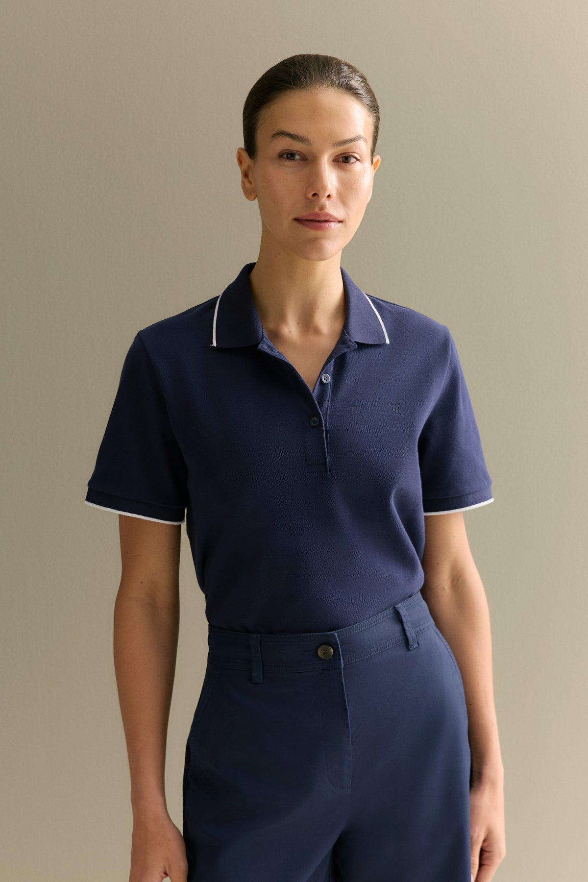 Cotton Pique Tipped Monogram Polo