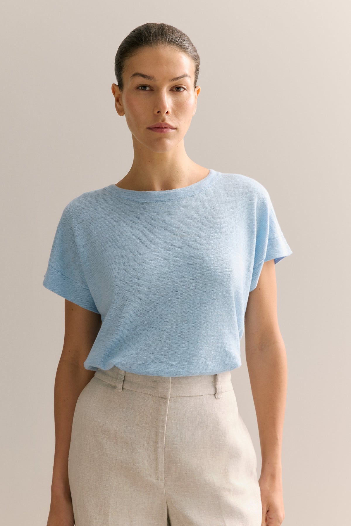 Linen Cotton Knit Relaxed T-Shirt