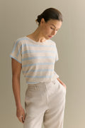 Linen Cotton Twin Stripe Relaxed T-Shirt