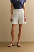 Linen Dot Stripe Belted Short