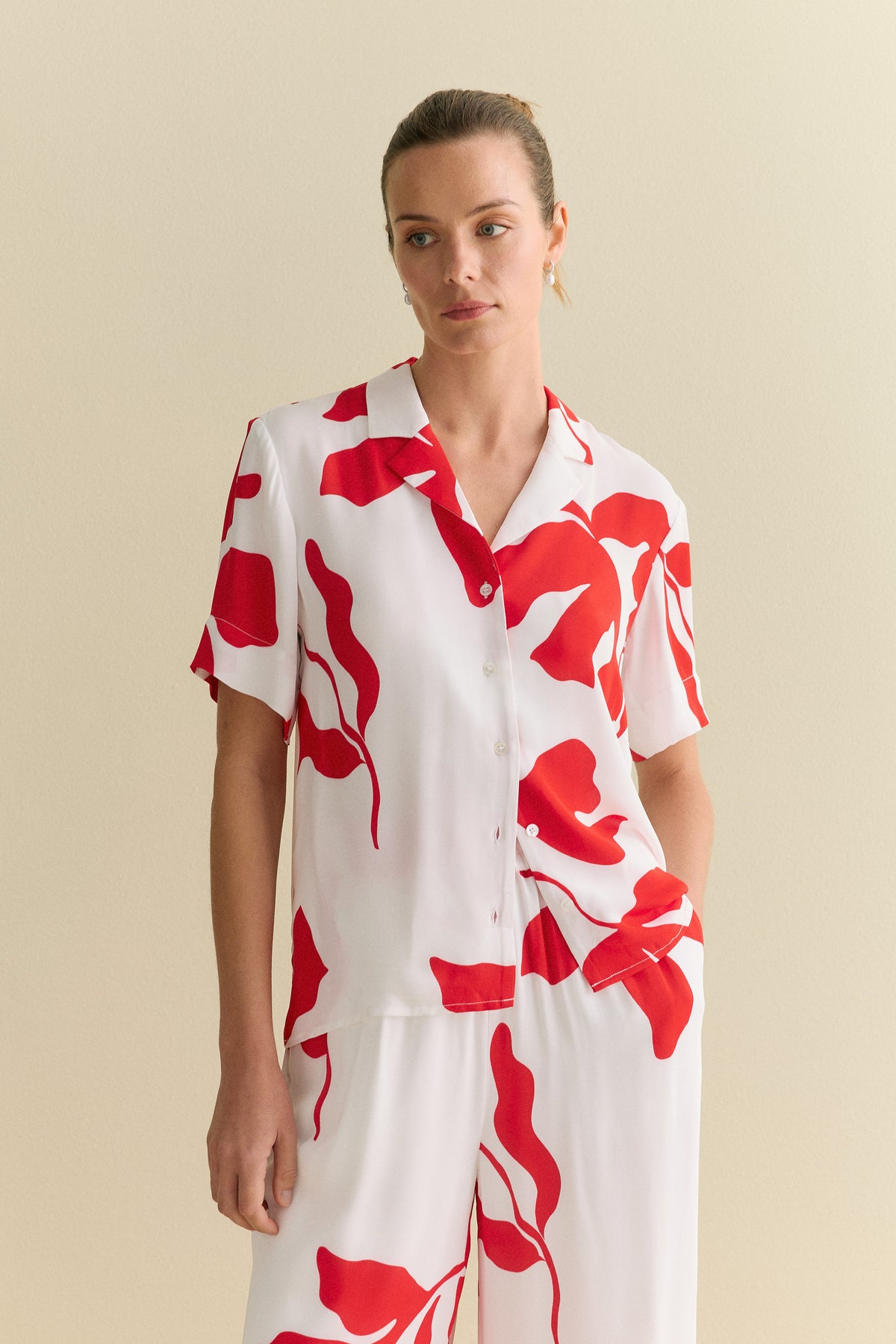 Shadow Palm Draped Short Sleeve Shirt