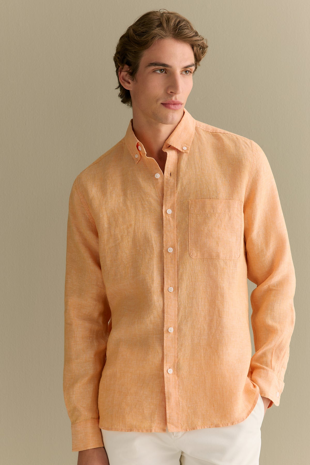 Regular Fit Delave Linen End On End Shirt