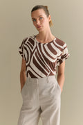 Cotton Geo Cuff Sleeve T-Shirt