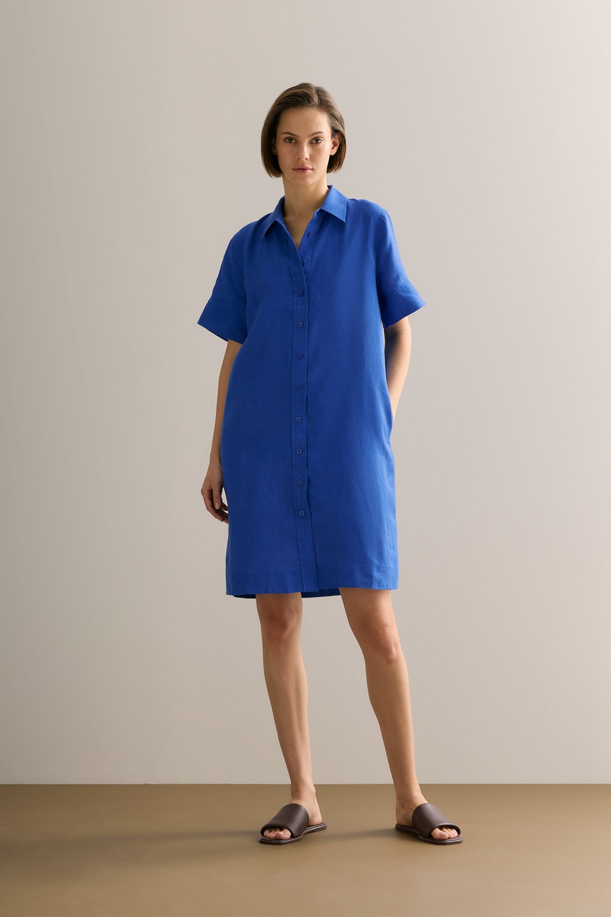 Linen Belted Shift Dress
