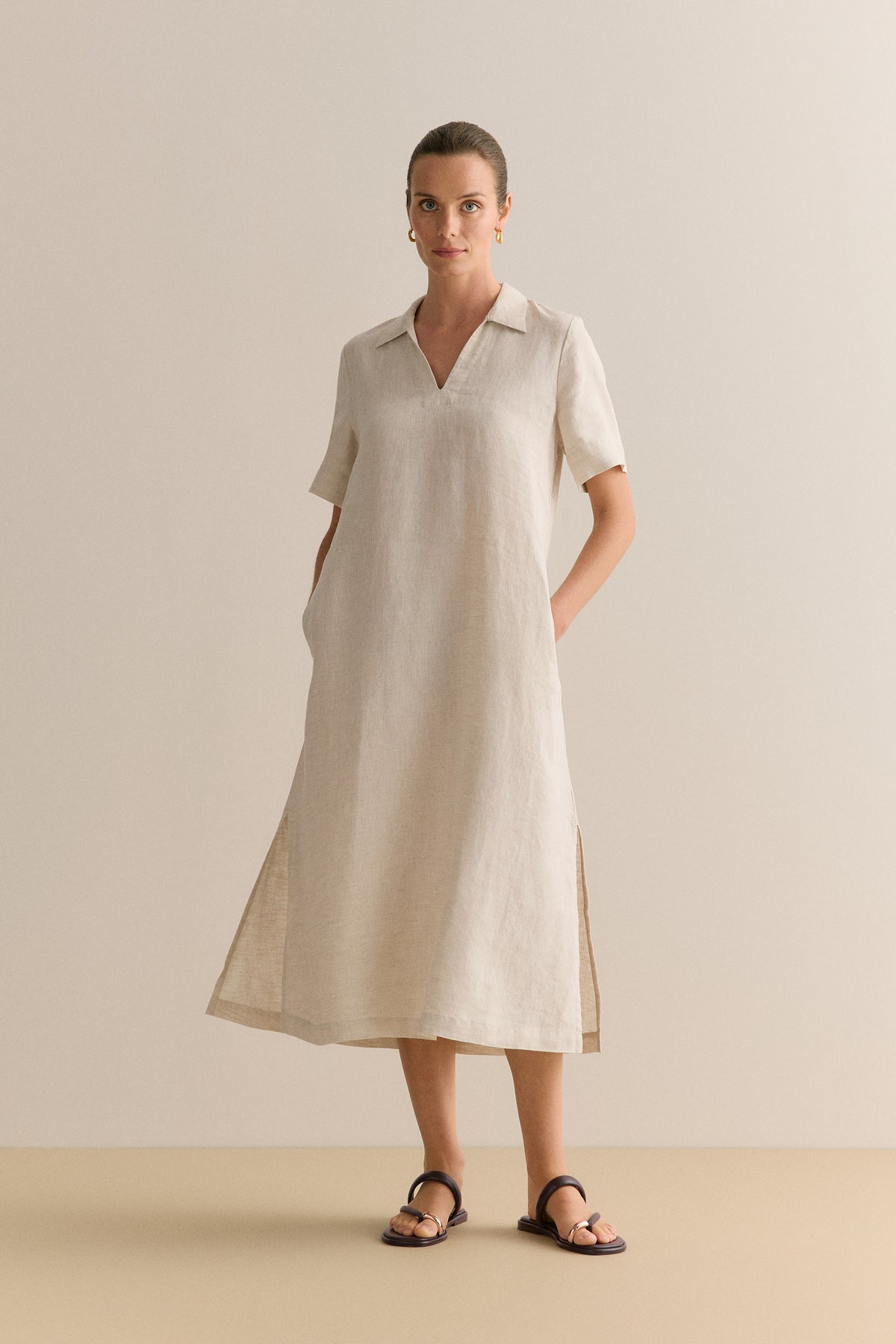 Yarn Dyed Linen Shift Dress