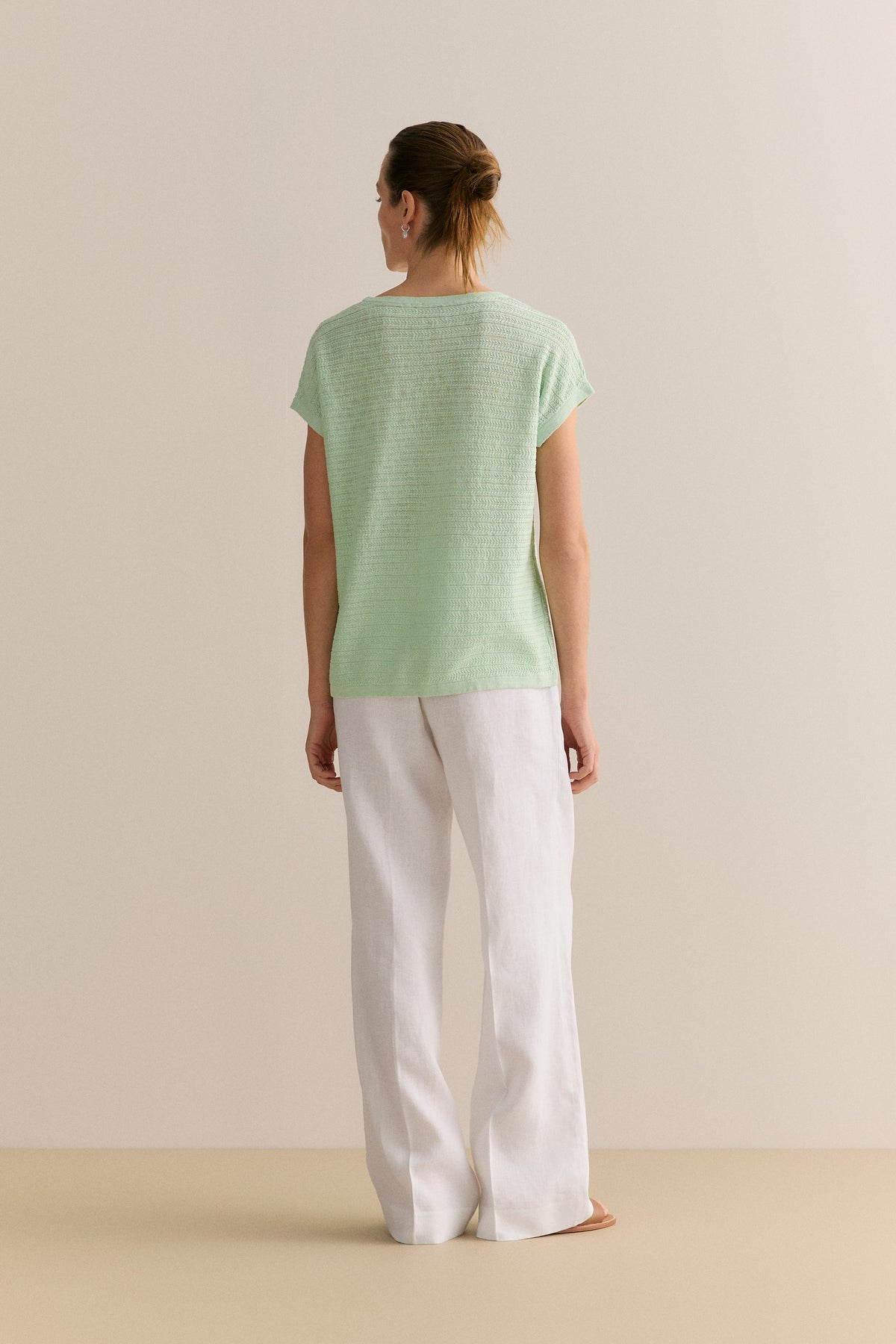 Linen Cotton Cable Knit T-Shirt