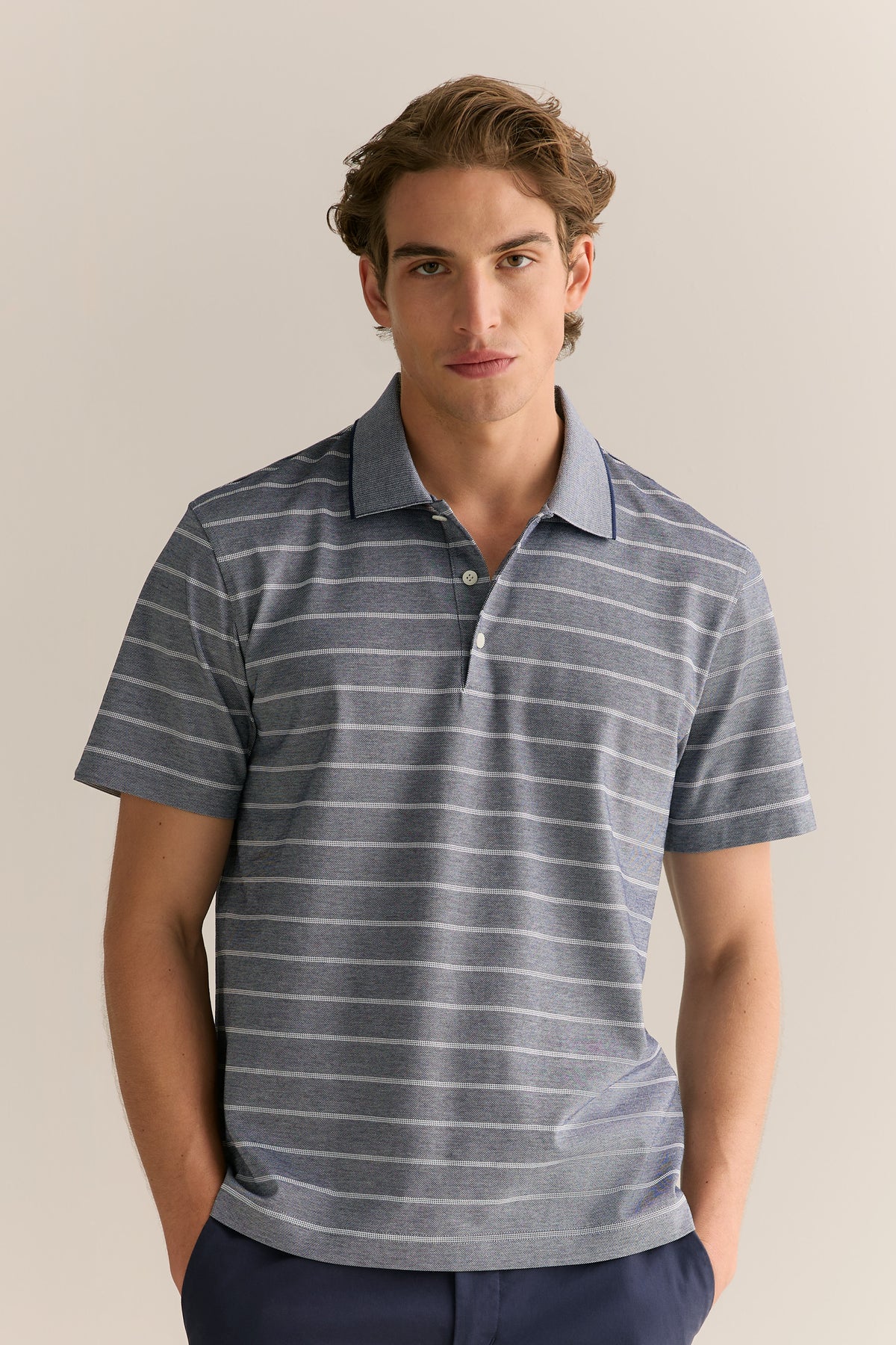 Mercerised Cotton Birdseye Stripe Polo