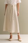 Yarn Dyed Linen Self Tie Skirt