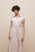 Soft Pleat Belted Dress