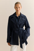 Cotton Blend Denim Trench Jacket