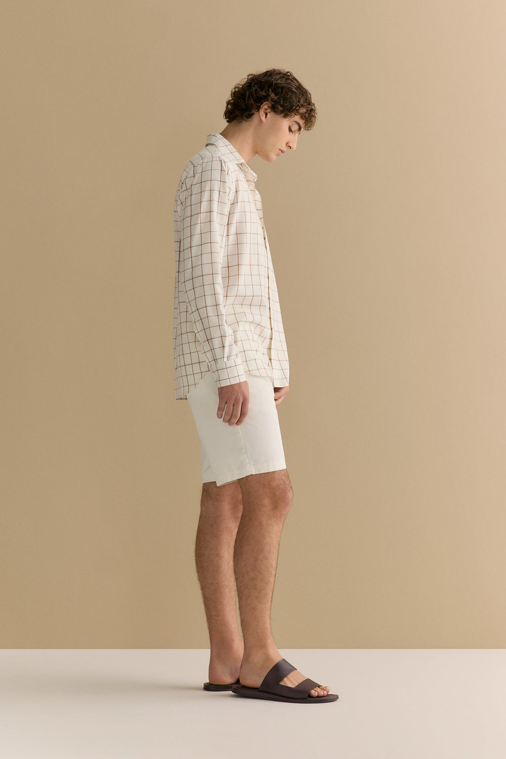 Regular Fit Lyocell Cotton Windowpane Check Shirt