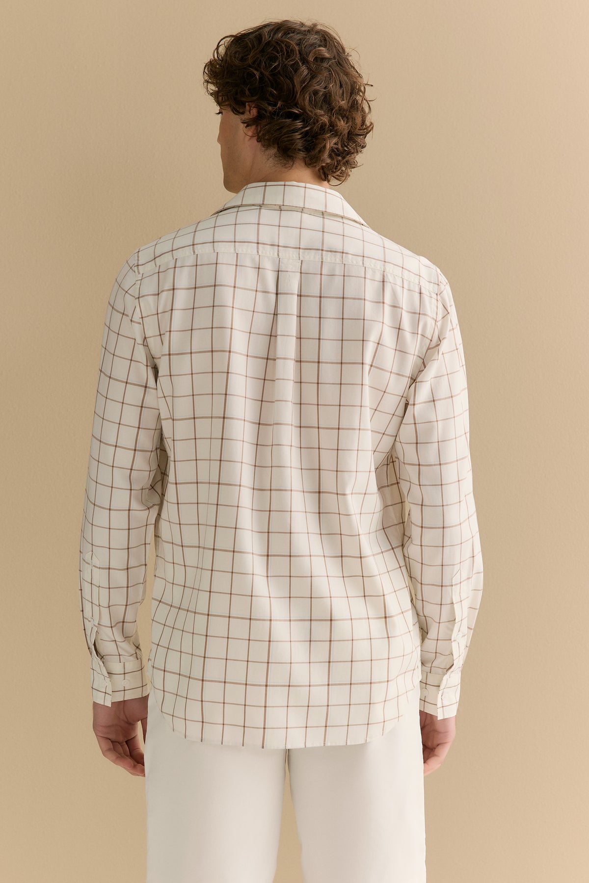 Regular Fit Lyocell Cotton Windowpane Check Shirt