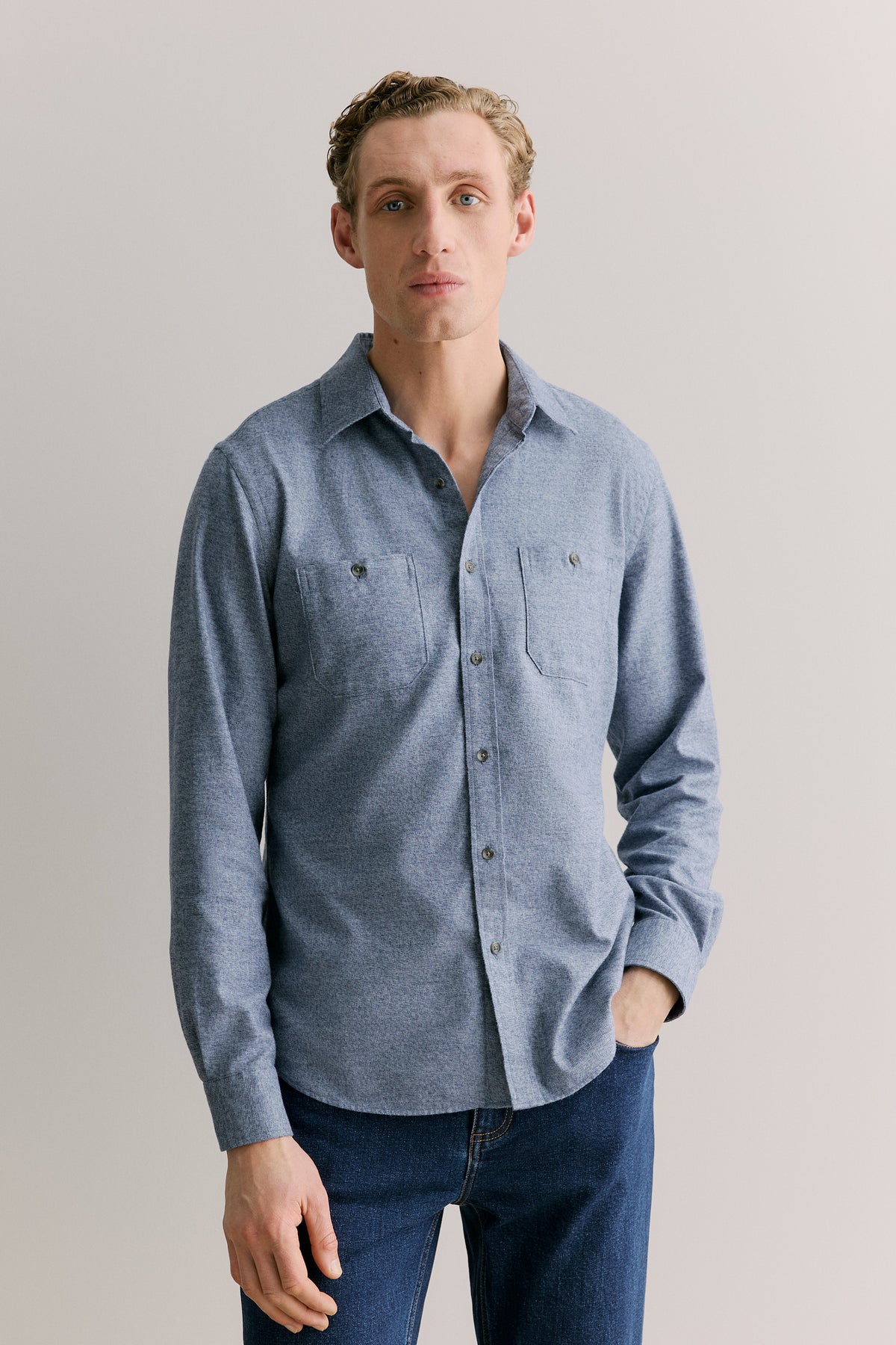 Regular Fit Jaspe Cotton Shirt