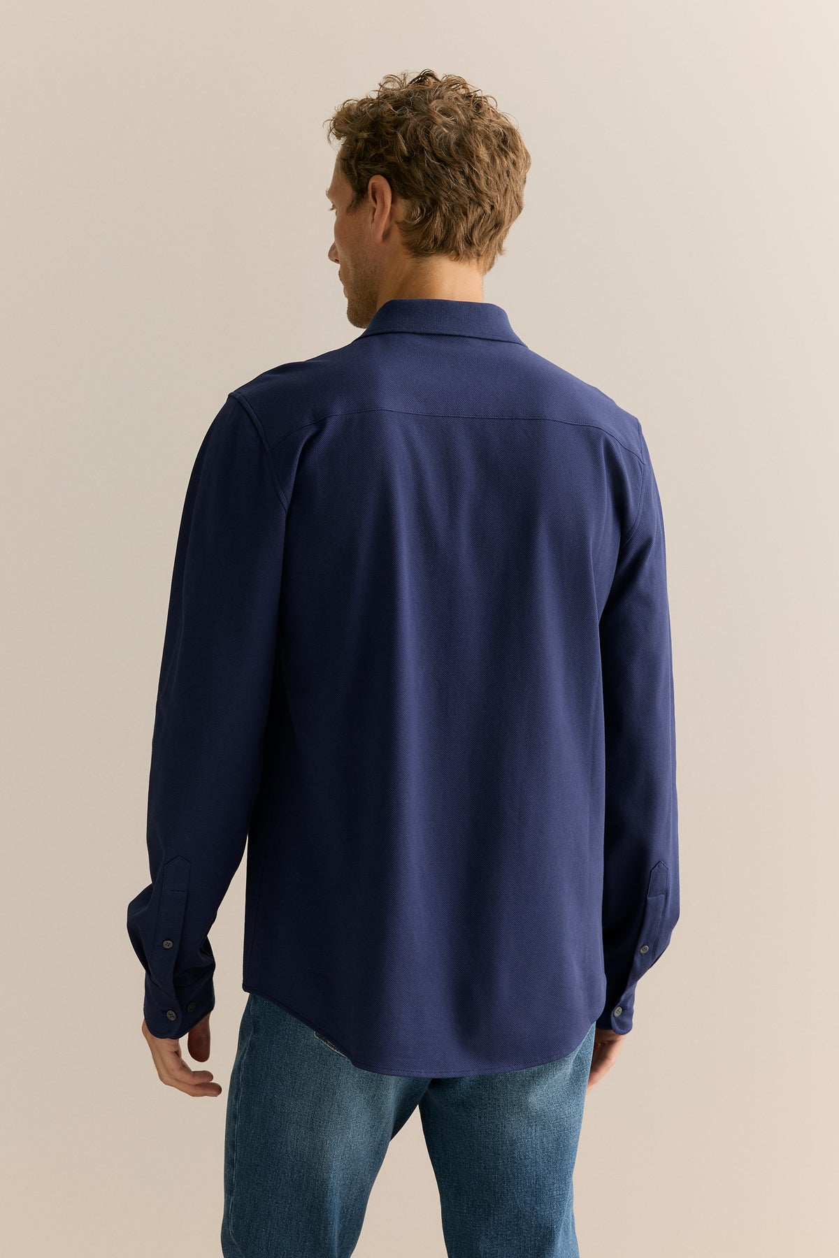 Tailored Fit Pique Cotton Monogram Shirt