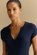 Cotton Cashmere Rib Relaxed T-Shirt