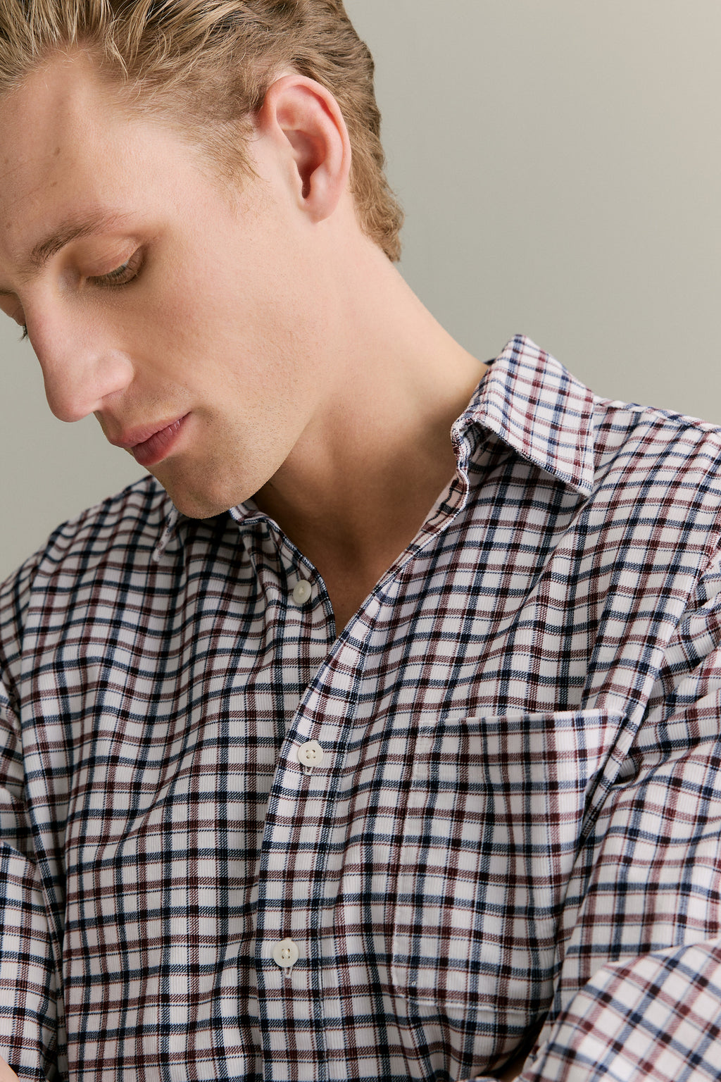 Regular Fit Fine Cord Check Shirt