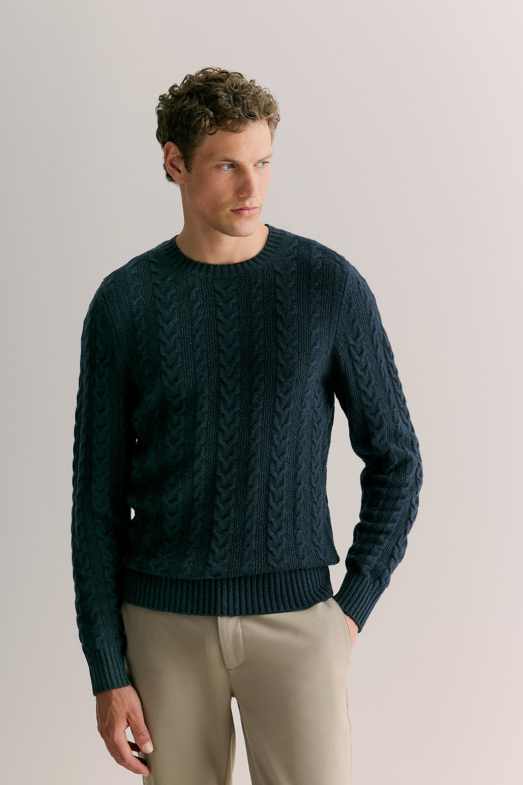 Merino Cable Stitch Crew