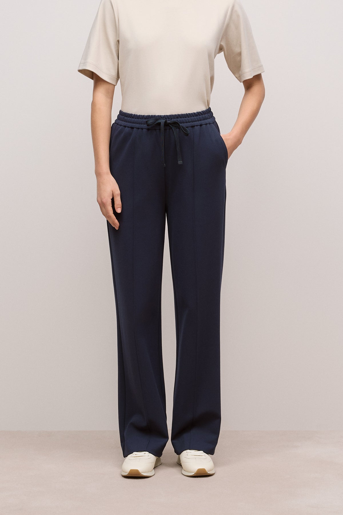 Ponte Pintucked Wide Leg Pant