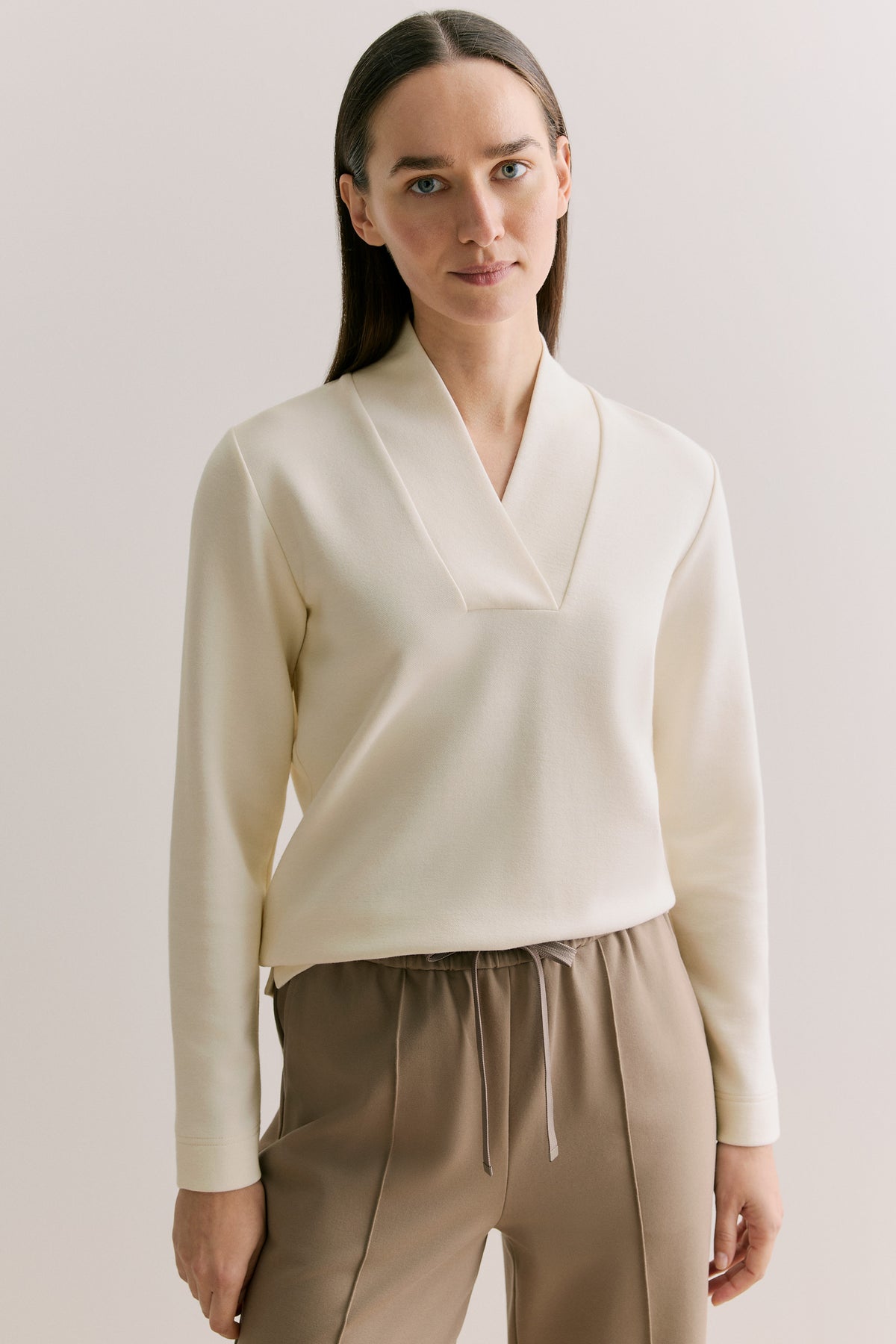 Jacquard Shawl Neck Sweat