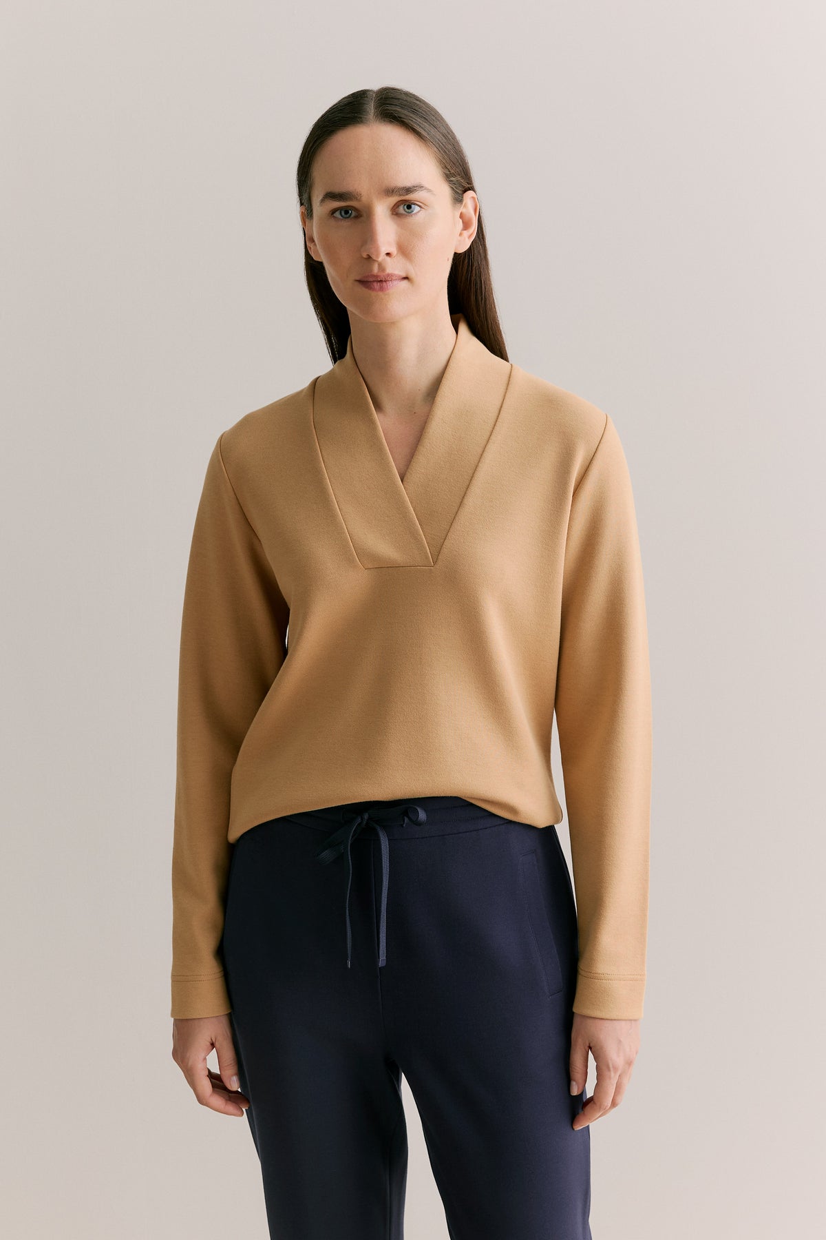 Jacquard Shawl Neck Sweat