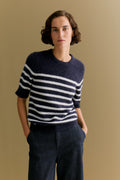Alpaca Merino Blend Stripe Knit T-Shirt