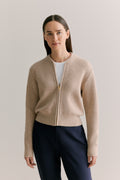 Merino Double Knit Zip Bomber Cardigan